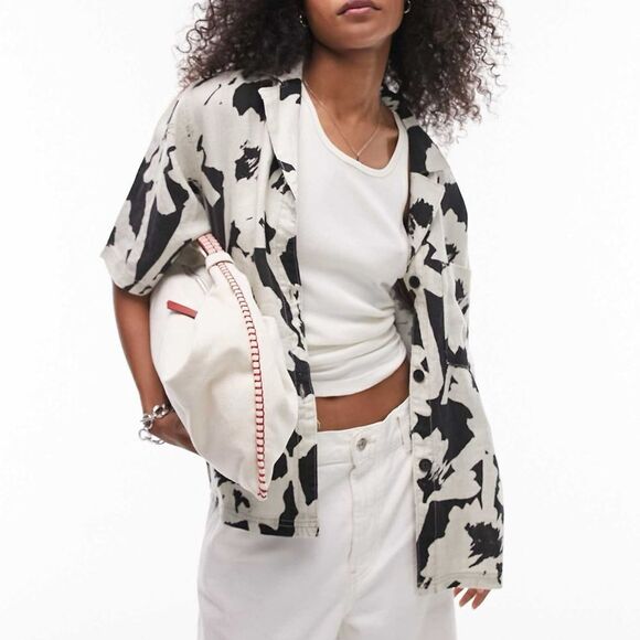 Topshop Floral Linen Resort Shirt XS - Picture 1 of 8